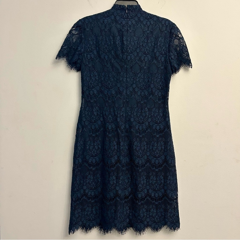 Betsey Johnson Navy Blue Lace Dress Tie Neck Size 0 - Picture 4 of 15